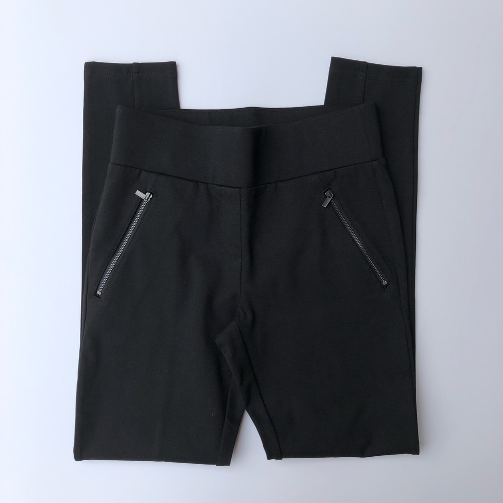 Ann Taylor Black Ponte Zipper Pocket Legging Pants